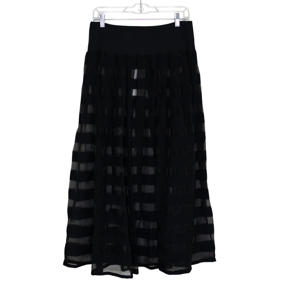 Ivan Grundahl Maria Sheer Shadow Stripe Maxi Skirt Black Whimsigoth SZ 8 US NWT